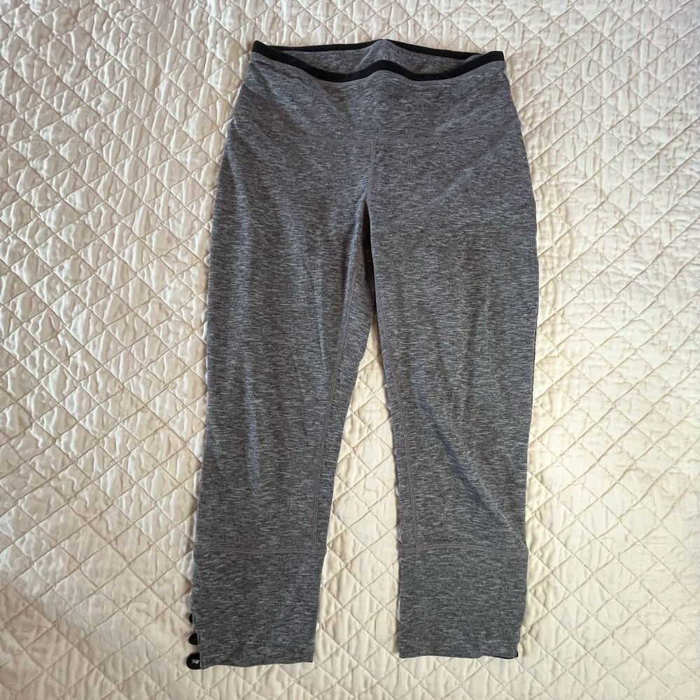 Prana capri Leggings Womens Sz M Mid Rise Gray Work Out Yoga Jogging EUC